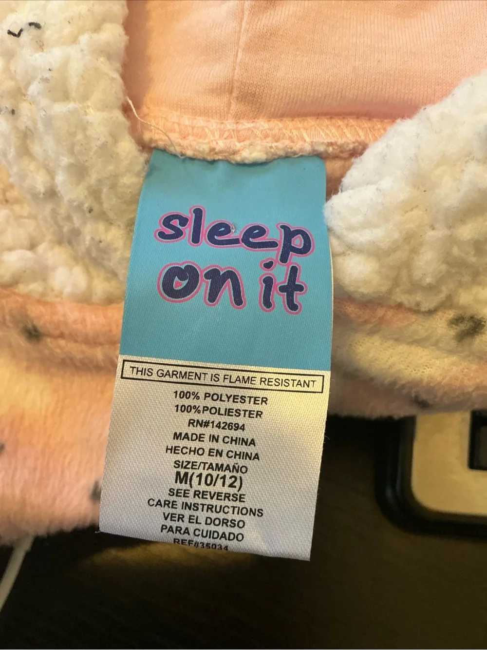 Sleep On It Peach and Cream Sherpa Hooded Onesie